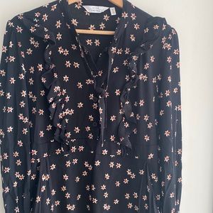 Ruffle detail Patterned Dress with side pockets